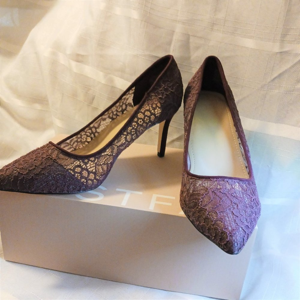 JUSTFAB Maroon Lace Heels 8 1/2